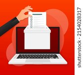 Checklist or vote bulletin in hand. Vector illustration design