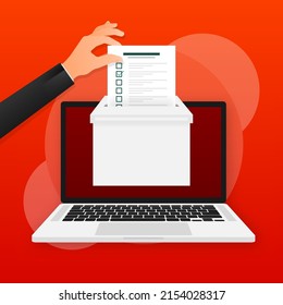 Checklist or vote bulletin in hand. Vector illustration design