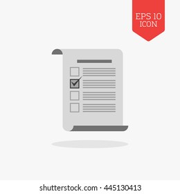 Checklist, vote, survey icon. Flat design gray color symbol. Modern UI web navigation, sign. Illustration element