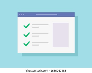 Checklist website form icon isolated or online voting check list web survey vector flat cartoon, illustrated web site page with check marks and tick as to do tasks complete or checkbox modern design