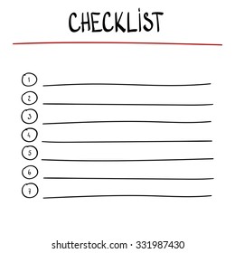 checklist at white background. Lines with check boxes. checklist for note. consent. check mark. 