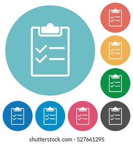 Checklist white flat icons on color rounded square backgrounds