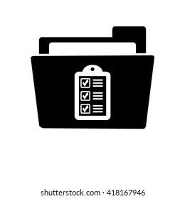 checklist - white vector icon ; black folder