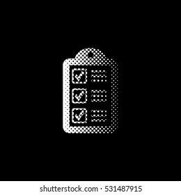 checklist - white vector icon ; halftone illustration