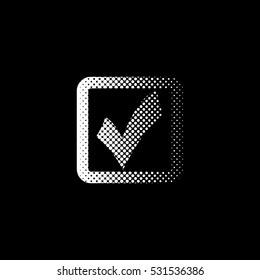 checklist - white vector icon;  halftone illustration