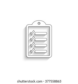 checklist - white vector icon  with shadow