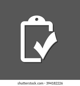 checklist - white vector icon  with shadow