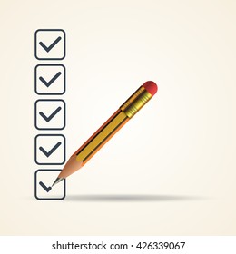 Checklist with a yellow pencil