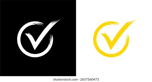 Auswahlfeld abstraktes gelb-weißes Symbol, Vektorlogo
