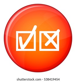 Checkmark to accept and refusal icon in red circle isolated on white background vector illustration
