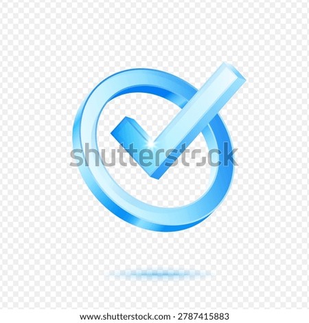 Checkmark Approval Success, 3D Blue Glossy Verification Icon