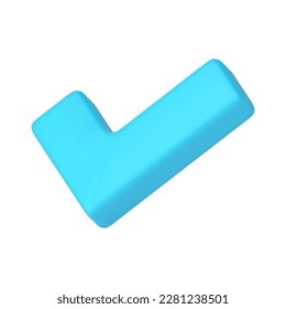 Checkmark approved blue confirmation done success correct choice 3d icon realistic vector illustration. Check mark agree decision acceptance validation verify solution blue isometric badge design