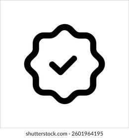A checkmark badge icon for verification, authentication, and credibility purposes.