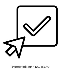 A checkmark in a box with click arrow depicting answer of  a question 