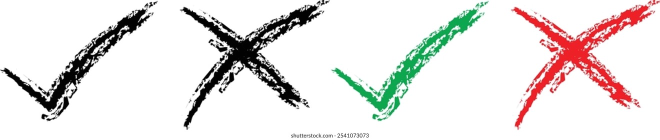 Marca de verificación brash cross. Símbolo de signo de Vector aislado. Conjunto de iconos de marca de verificación.