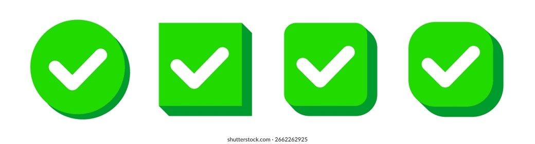 Botão de marca de seleção. Vetor do botão Sim.