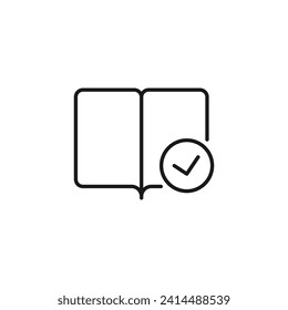 Checkmark By Book Symbol For Apps, Sites, Design 