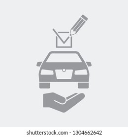 Checkmark for car configuration - Flat and isolated vector illustration icon with minimal and modern design