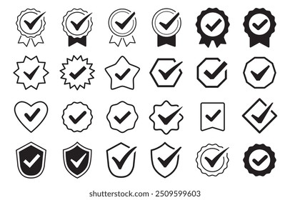 Checkmark and certification mark badge icon