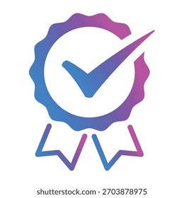 Checkmark certification mark icon. RGB gradient.
