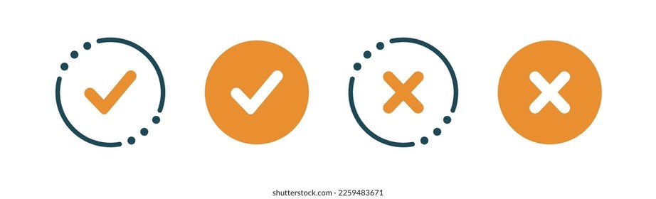 Markieren und überprüfen Sie das Symbol. das Vektorfarbsymbol für Apps und Websites und ui ux gutheißen oder verweigern.