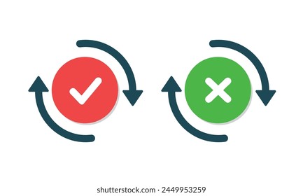 Checkmark and check icon. approve or deny line art vector color icon for apps and websites and ui ux.