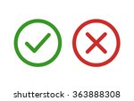 Checkmark / check, x or approve & deny line art vector color icon for apps and websites.