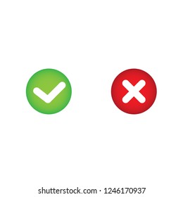 Checkmark / check, x or approve & deny line art vector icon for apps and websites.
