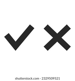 Checkmark, check, x or approve, deny line art vector icon for apps and websites