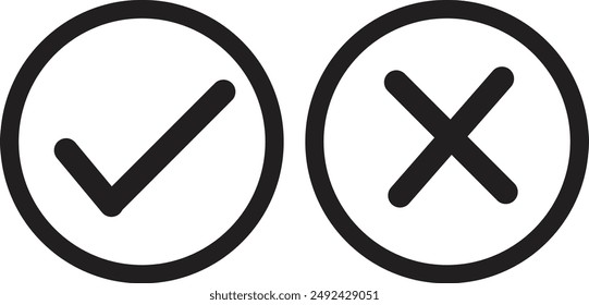 Marca de verificación, marca, x o aprobar, denegar icono de Vector de arte de línea para App y Sitios web, EPS10. Vector
