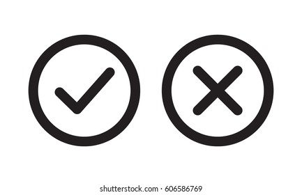 Checkmark / Check, X Or Approve & Deny Line Art Icon 