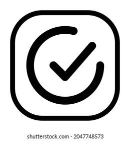 checkmark circle Icon. Flat style rounded rectangle isolated on white background. Vector illustration