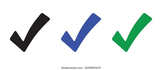 Marca de Seleção no Conjunto de Ícones Coloridos da Caixa de Seleção