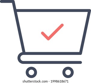 Checkmark, complete, shopping cart icon vector image. Can also be used for Web Marketing. Suitable for use on web apps, mobile apps and print media.