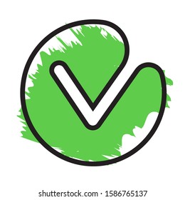 Checkmark or confirm flat button. Green check mark icon  circle. Tick symbol vector illustration.