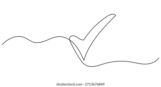 Marca de verificación continua de una línea de arte. Ilustración vectorial 