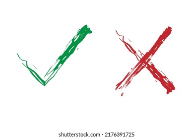 checkmark and cross in green and red