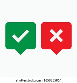 Checkmark And Cross Icon. Agree And Disagree Sign. Tick & Cross Symbol.