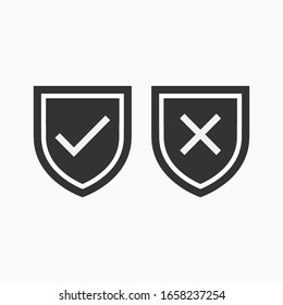 Checkmark and Cross Icon. Agree and Disagree Sign. Tick & Cross Symbol. Presented in Glyph Style.
