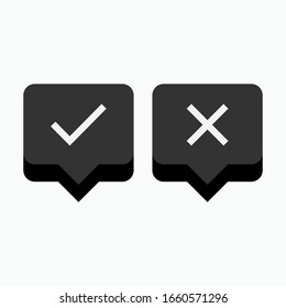 Checkmark and Cross Icon. Agree, Disagree. Tick, Cross Illustration. Applied as Trendy Symbol for Design Elements, Websites, Presentation and Application - Vector.