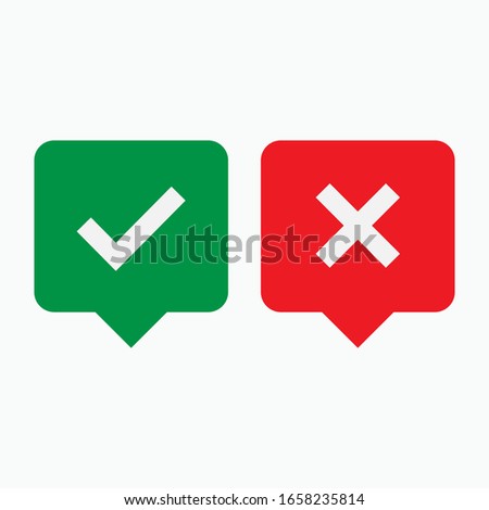 Checkmark and Cross Icon. Agree and Disagree Sign. Tick & Cross Symbol.