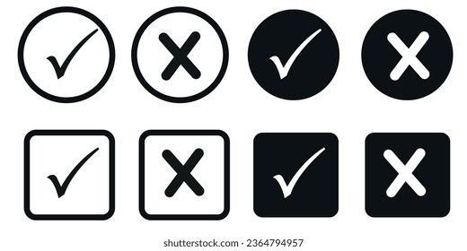 Checkmark cross icon Checkmark icon set. Checkmark right symbol tick sign. Vector illustration for ui, infographic, website, app, web use
