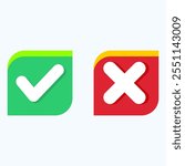 A checkmark and cross icon vector commonly used in user interface (UI) design. Its simple and intuitive design makes it easily recognizable by users.