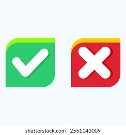 A checkmark and cross icon vector commonly used in user interface (UI) design. Its simple and intuitive design makes it easily recognizable by users.