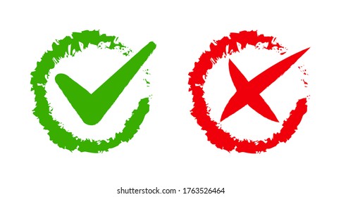Checkmark and cross icon. Vector illustration