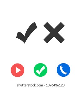 checkmark and cross icon. Vector web design