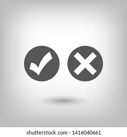 checkmark and cross icon. Vector web design