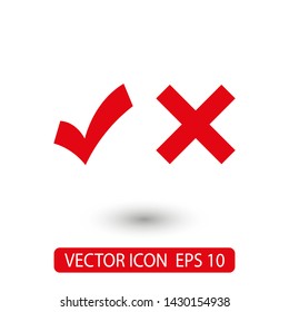 checkmark and cross icon. Vector web design