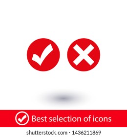 checkmark and cross icon. Vector web design