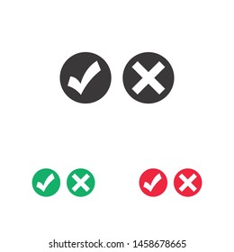 checkmark and cross icon. Vector web design